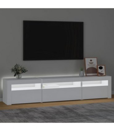 vidaXL TV Cabinet with LED Lights White 195x35x40 cm
