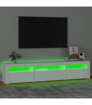 vidaXL TV Cabinet with LED Lights White 195x35x40 cm