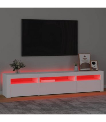 vidaXL TV Cabinet with LED Lights White 195x35x40 cm