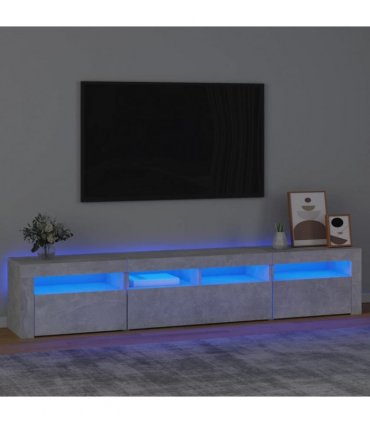 vidaXL TV Cabinet with LED Lights Concrete Grey 210x35x40 cm