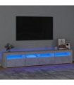vidaXL TV Cabinet with LED Lights Concrete Grey 210x35x40 cm