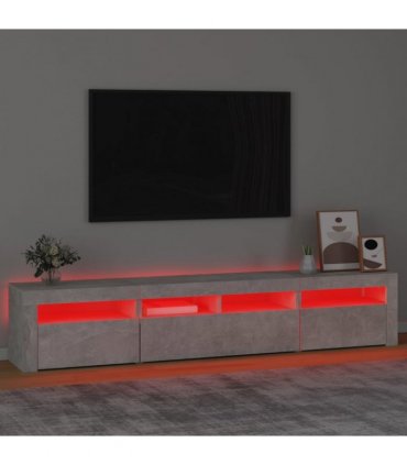 vidaXL TV Cabinet with LED Lights Concrete Grey 210x35x40 cm