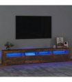 vidaXL TV Cabinet with LED Lights Smoked Oak 210x35x40 cm