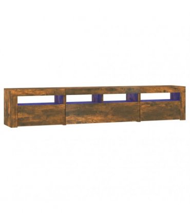vidaXL TV Cabinet with LED Lights Smoked Oak 210x35x40 cm