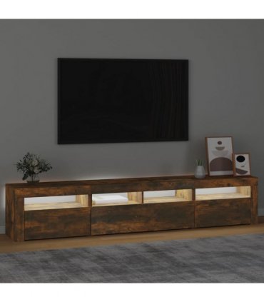 vidaXL TV Cabinet with LED Lights Smoked Oak 210x35x40 cm