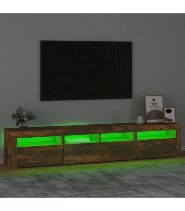 vidaXL TV Cabinet with LED Lights Smoked Oak 210x35x40 cm