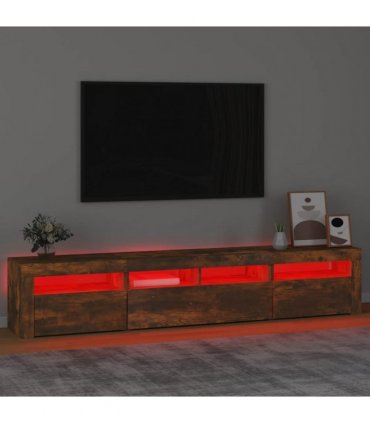 vidaXL TV Cabinet with LED Lights Smoked Oak 210x35x40 cm