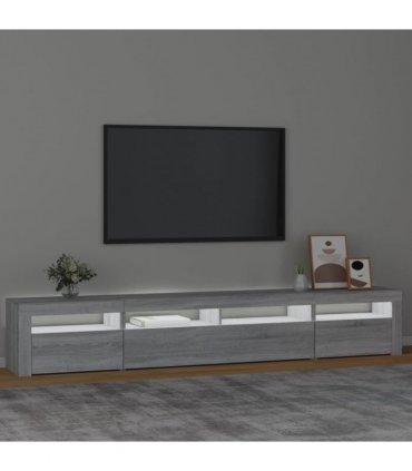 vidaXL TV Cabinet with LED Lights Grey Sonoma 240x35x40 cm