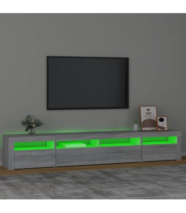 vidaXL TV Cabinet with LED Lights Grey Sonoma 240x35x40 cm