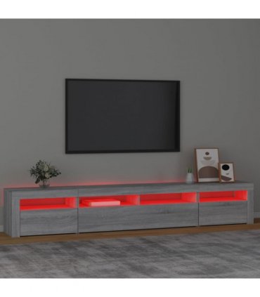 vidaXL TV Cabinet with LED Lights Grey Sonoma 240x35x40 cm