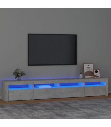 vidaXL TV Cabinet with LED Lights Concrete Grey 240x35x40 cm