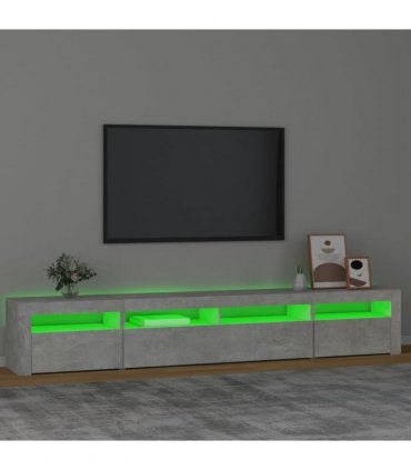 vidaXL TV Cabinet with LED Lights Concrete Grey 240x35x40 cm