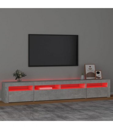 vidaXL TV Cabinet with LED Lights Concrete Grey 240x35x40 cm