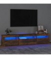 vidaXL TV Cabinet with LED Lights Smoked Oak 195x35x40 cm