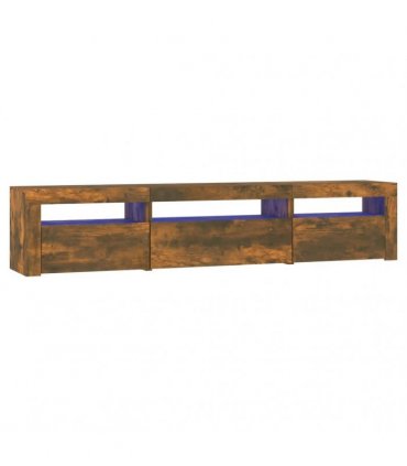 vidaXL TV Cabinet with LED Lights Smoked Oak 195x35x40 cm