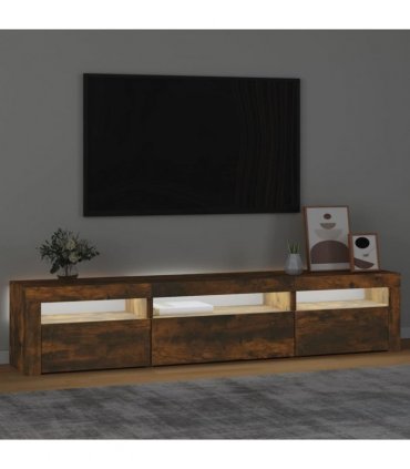 vidaXL TV Cabinet with LED Lights Smoked Oak 195x35x40 cm