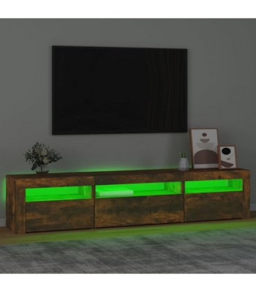 vidaXL TV Cabinet with LED Lights Smoked Oak 195x35x40 cm