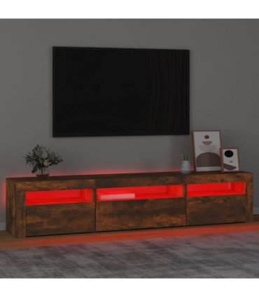 vidaXL TV Cabinet with LED Lights Smoked Oak 195x35x40 cm