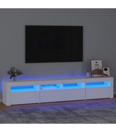 vidaXL TV Cabinet with LED Lights White 210x35x40 cm