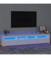 vidaXL TV Cabinet with LED Lights White 210x35x40 cm