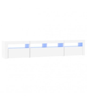 vidaXL TV Cabinet with LED Lights White 210x35x40 cm