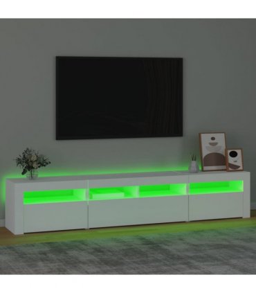 vidaXL TV Cabinet with LED Lights White 210x35x40 cm