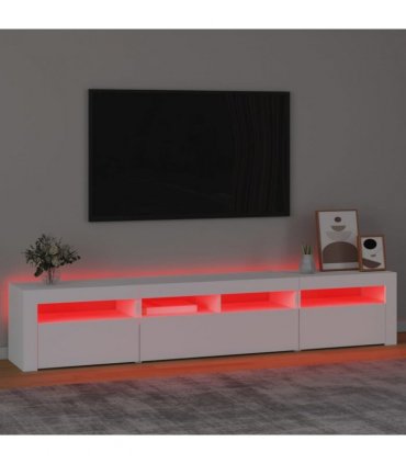 vidaXL TV Cabinet with LED Lights White 210x35x40 cm