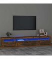 vidaXL TV Cabinet with LED Lights Smoked Oak 240x35x40 cm
