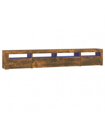 vidaXL TV Cabinet with LED Lights Smoked Oak 240x35x40 cm