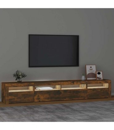 vidaXL TV Cabinet with LED Lights Smoked Oak 240x35x40 cm
