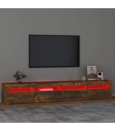vidaXL TV Cabinet with LED Lights Smoked Oak 240x35x40 cm