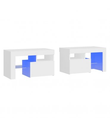 vidaXL Bedside Cabinets 2 pcs with LED Lights White 70x36.5x40 cm