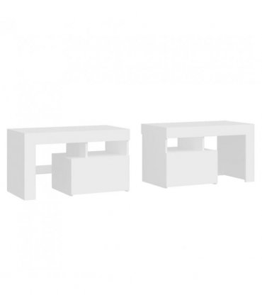 vidaXL Bedside Cabinets 2 pcs with LED Lights White 70x36.5x40 cm