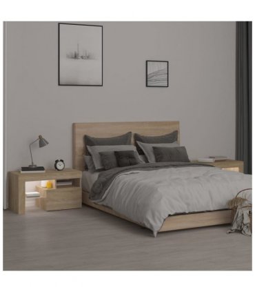 vidaXL Bedside Cabinets 2 pcs with LED Lights Sonoma Oak 70x36.5x40 cm