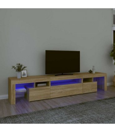 vidaXL TV Cabinet with LED Lights Sonoma Oak 215x36.5x40 cm