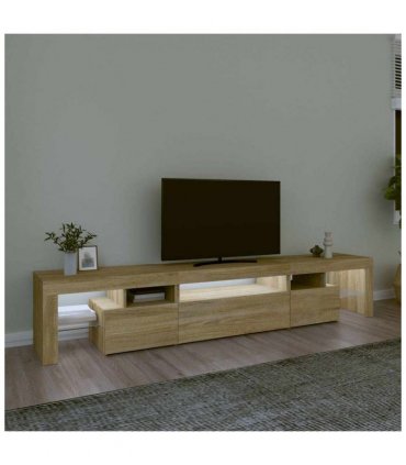 vidaXL TV Cabinet with LED Lights Sonoma Oak 215x36.5x40 cm