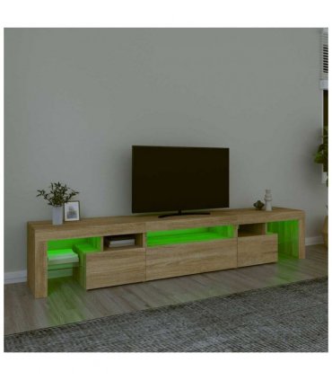 vidaXL TV Cabinet with LED Lights Sonoma Oak 215x36.5x40 cm