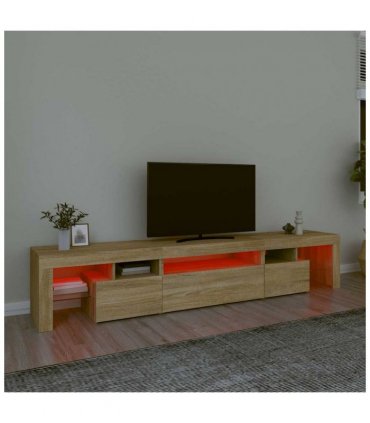 vidaXL TV Cabinet with LED Lights Sonoma Oak 215x36.5x40 cm