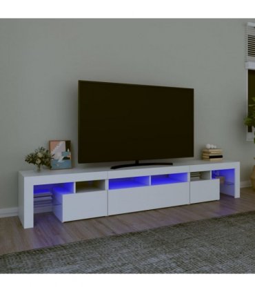 vidaXL TV Cabinet with LED Lights White 230x36.5x40 cm