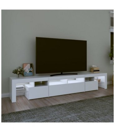 vidaXL TV Cabinet with LED Lights White 230x36.5x40 cm