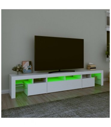 vidaXL TV Cabinet with LED Lights White 230x36.5x40 cm