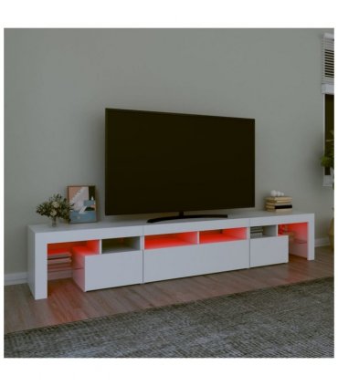 vidaXL TV Cabinet with LED Lights White 230x36.5x40 cm