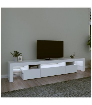 vidaXL TV Cabinet with LED Lights White 215x36.5x40 cm