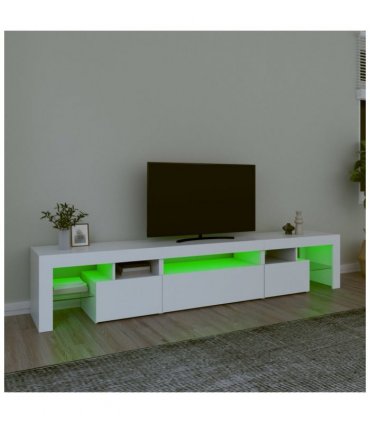 vidaXL TV Cabinet with LED Lights White 215x36.5x40 cm