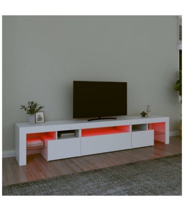 vidaXL TV Cabinet with LED Lights White 215x36.5x40 cm