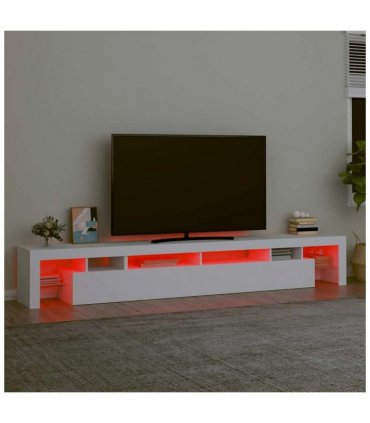 vidaXL TV Cabinet with LED Lights White 260x36.5x40 cm