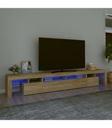 vidaXL TV Cabinet with LED Lights Sonoma Oak 260x36.5x40 cm