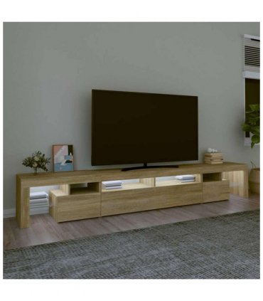 vidaXL TV Cabinet with LED Lights Sonoma Oak 260x36.5x40 cm
