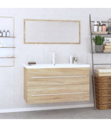 vidaXL 3 Piece Bathroom Furniture Set Sonoma Oak