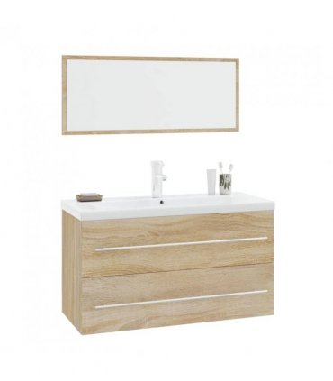 vidaXL 3 Piece Bathroom Furniture Set Sonoma Oak